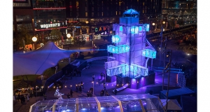 LED Christmas tree slide entertains crowds in Wembley